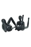 Kinetic Man & Women Readers Set Of 2 Sculpture In Black