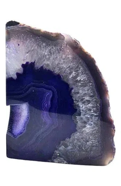 Kinetic Medium Agate Bookend In Blue