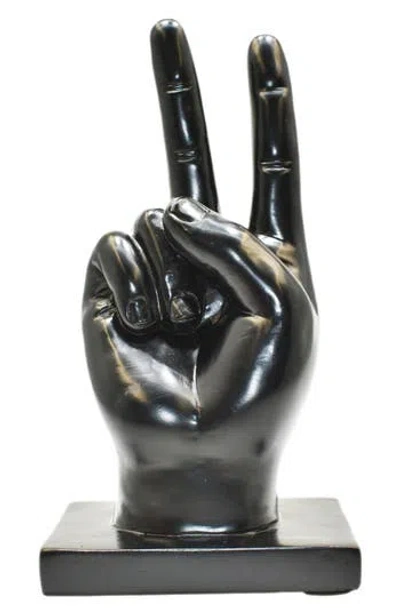 Kinetic Peace Sign Sculpture In Black