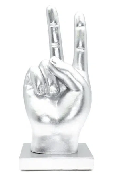 Kinetic Peace Sign Sculpture In Silver