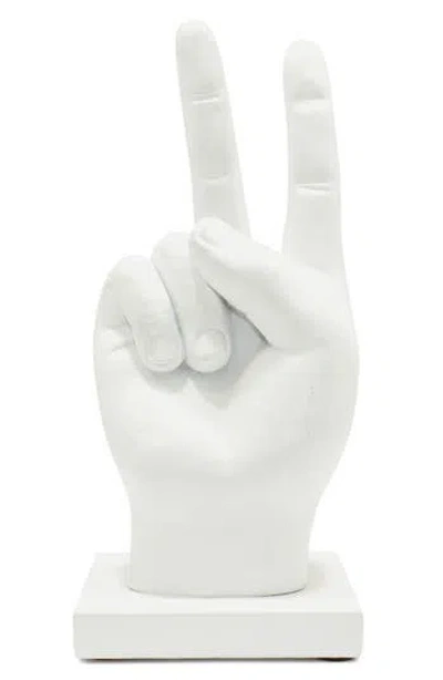Kinetic Peace Sign Sculpture In White