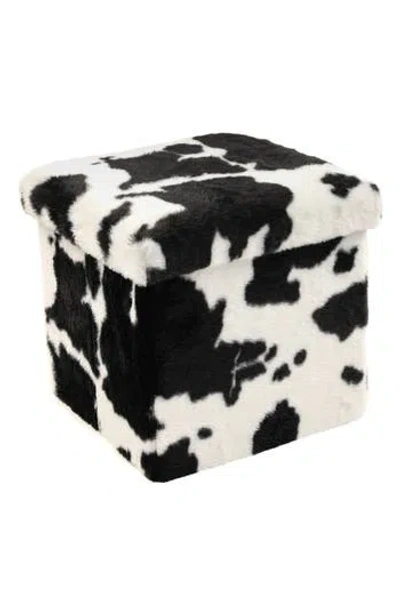 Kinetic Small Cube Faux Fur Hide Stash Pouf In Multi