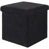 Kinetic Small Cube Teddy Stash Pouf In Black