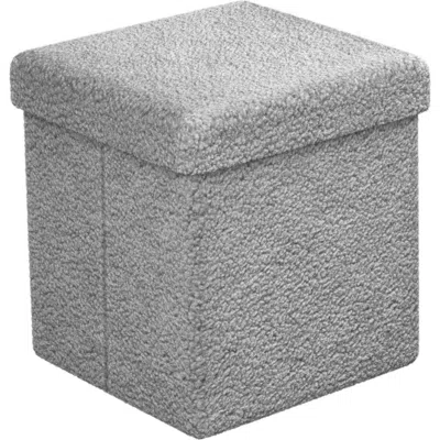Kinetic Small Cube Teddy Stash Pouf In Gray