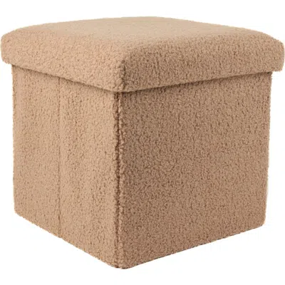 Kinetic Small Cube Teddy Stash Pouf In Brown