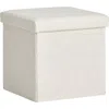 Kinetic Small Cube Teddy Stash Pouf In White