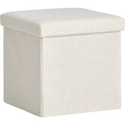 Kinetic Small Cube Teddy Stash Pouf In White