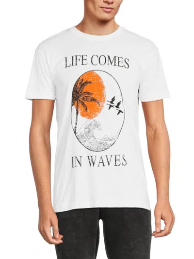 Kinetix Men's Life Comes In Waves Graphic Tee In White