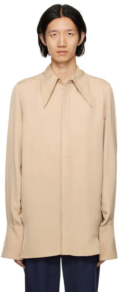 King & Tuckfield Beige Spread Collar Shirt In Taupe