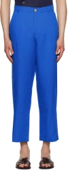 King & Tuckfield Blue Loose Trousers In Cobalt
