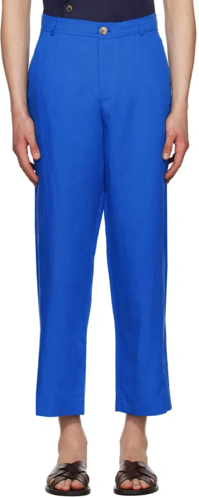 King & Tuckfield Blue Loose Trousers In Cobalt