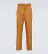 King & Tuckfield Cotton And Linen Pants In Toffee