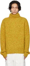 King & Tuckfield Green & Orange Marled Turtleneck In Lime / Caramel
