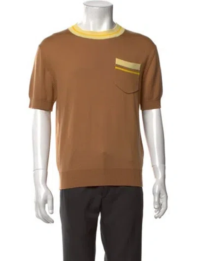 Pre-owned King & Tuckfield Merino Wool Crew Neck T-shirt In Brown