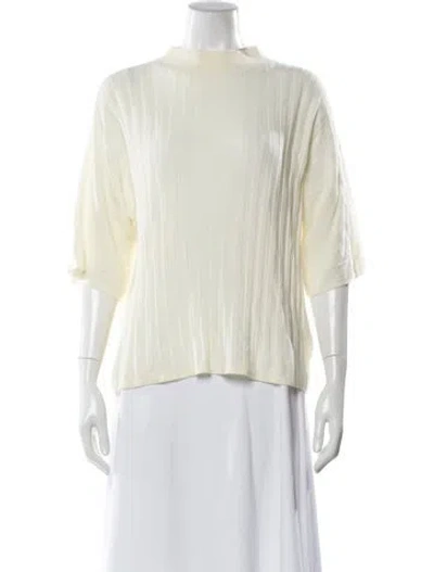 Pre-owned King & Tuckfield Merino Wool Mock Neck Sweater In Neutral
