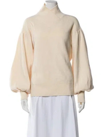 Pre-owned King & Tuckfield Merino Wool Mock Neck Sweater In Neutral