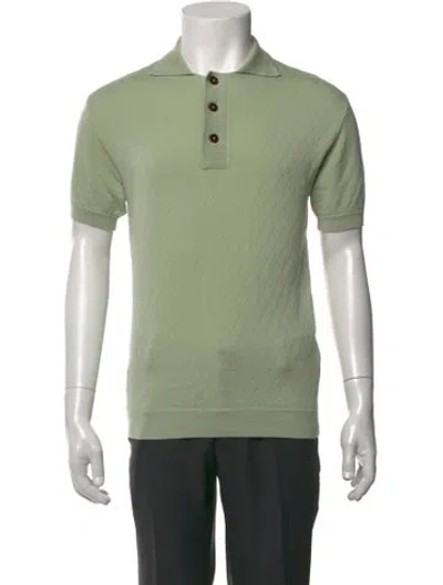 Pre-owned King & Tuckfield Merino Wool Patterned Polo Shirt In Green