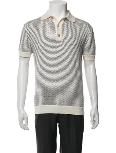 Pre-owned King & Tuckfield Merino Wool Striped Polo Shirt In Black/white