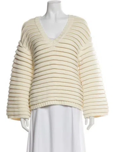 Pre-owned King & Tuckfield Merino Wool Striped Sweater In Neutral