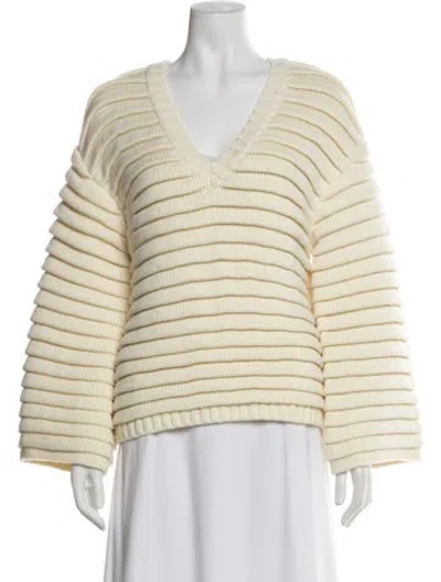 Pre-owned King & Tuckfield Merino Wool Striped Sweater In Neutral