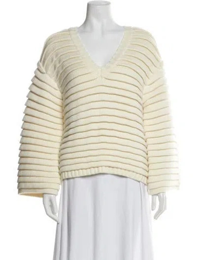 Pre-owned King & Tuckfield Merino Wool Striped Sweater In Yellow