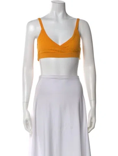 Pre-owned King & Tuckfield Merino Wool V-neck Sports Bra In Orange