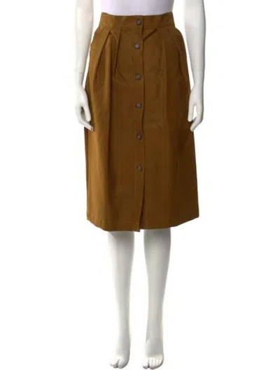 Pre-owned King & Tuckfield Pleated Accents Knee-length Skirt In Brown