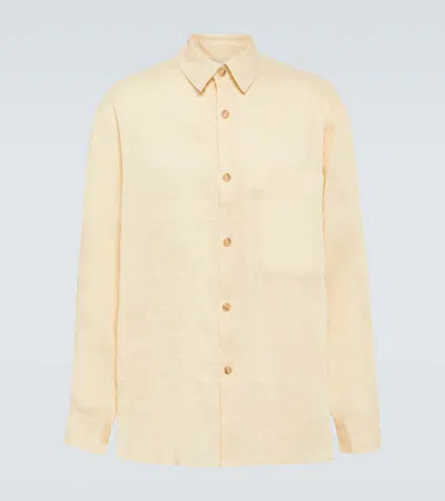 King & Tuckfield Striped Linen And Silk Shirt In Multicoloured