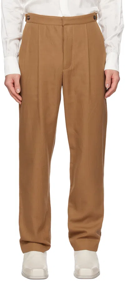 King & Tuckfield Tan Tab Trousers In Toffee