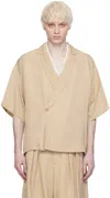 King & Tuckfield Taupe Notch Collar Wrap Shirt In Taupe