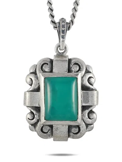 Pre-owned King Baby Chrysoprase Scrollwork Necklace In Silver