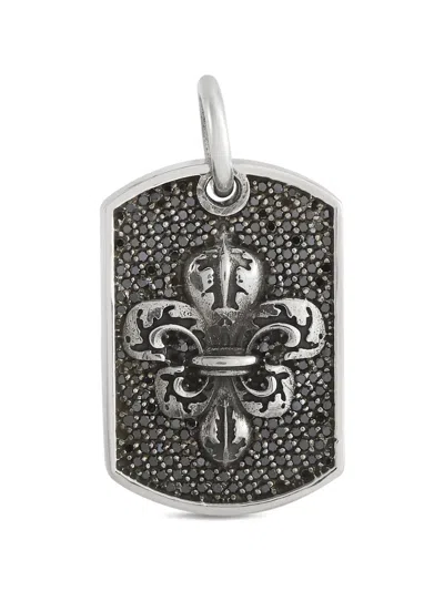 Pre-owned King Baby Fleur-de-lis Relic Silver Dog-tag Pendant