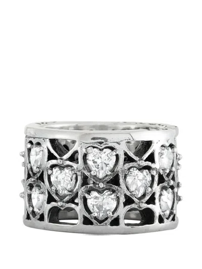 Pre-owned King Baby Heart-cut Cubic-zirconia Silver Ring