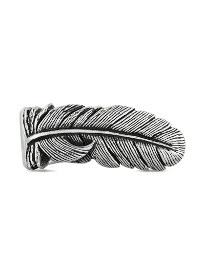 Pre-owned King Baby Raven Feather Ring In Silver