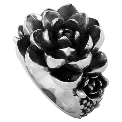 Pre-owned King Baby Silver Blue Star Succulent Cluster Ring