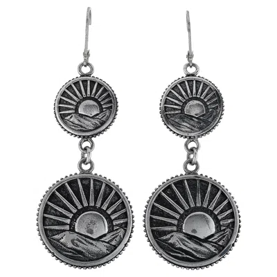 Pre-owned King Baby Silver Sun Concho Lever-back Earrings, New, 14.1g In Multi