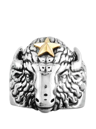 Pre-owned King Baby Star Buffalo Ring In Silver