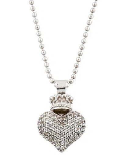 Pre-owned King Baby Studio 7.31ctw Topaz Crown Heart Pendant, 22.5" In Multi