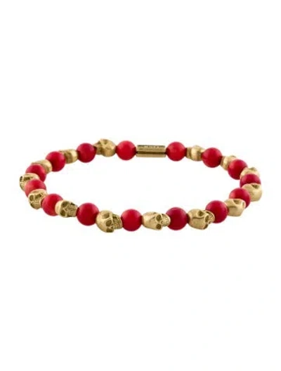 Pre-owned King Baby Studio Coral Skull Bead Bracelet, 8.5" In Multi