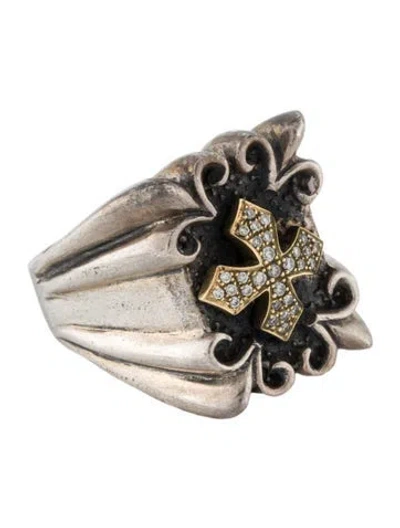Pre-owned King Baby Studio Diamond Cross Cocktail Ring In Multi