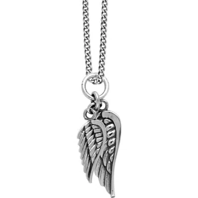King Baby Studio Double Wing Pendant On Curb Link Chain In Gray
