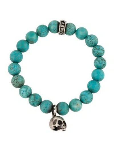 Pre-owned King Baby Studio Dyed Howlite Skull Bead Bracelet, 6.75" In Multi