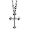 King Baby Studio Extra Small Traditional Cross Pendant On Curb Link Chain In Metallic