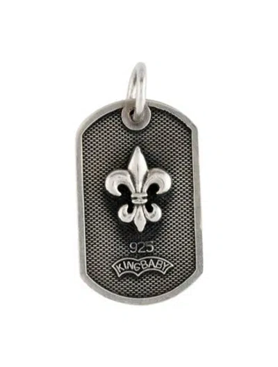 Pre-owned King Baby Studio Fleur De Lis Dog Tag Pendant In Multicolor