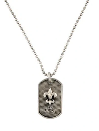 Pre-owned King Baby Studio Fleur De Lis Dogtag Pendant Necklace, 18" In Multi