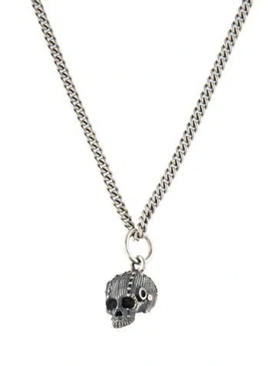 Pre-owned King Baby Studio Garnet Skull Pendant Necklace, 23" In Multicolor