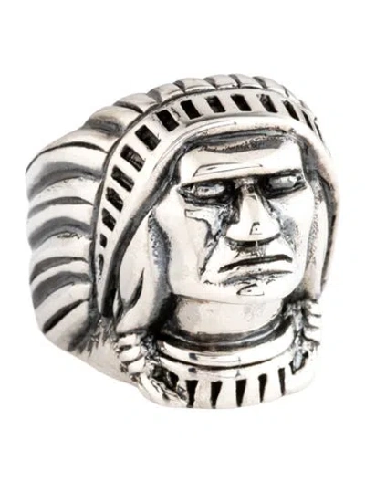 Pre-owned King Baby Studio Indian Chief Head Ring In Multicolor
