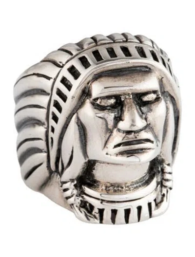 Pre-owned King Baby Studio Indian Chief Head Ring In Multicolor