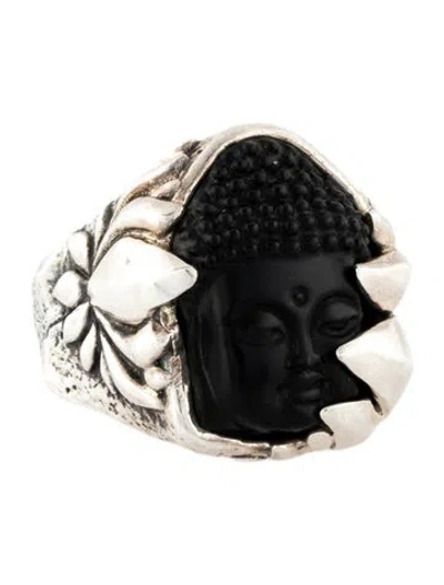 Pre-owned King Baby Studio Jet Buddha Hidden In Lotus Ring In Black