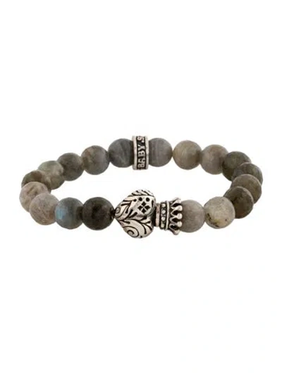Pre-owned King Baby Studio Labradorite Heart Bead Bracelet, 7" In Multicolor